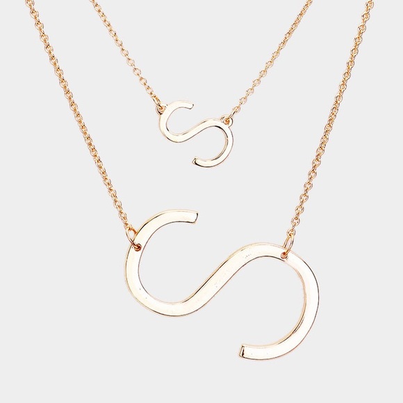 Gold Monogram Double Necklace